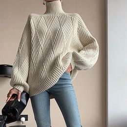 Women Blends Sweater Pullover Oversized In Autumn Winter Clothe Turtleneck Long Sleeve Top Elegance Korean Fashion Tops 231016