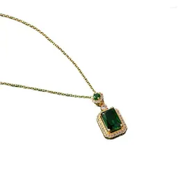 Pendant Necklaces Fashion Vintage Green Necklace Luxury Natural Crystal Simple For Women Jewelry Design Clavicle Chain