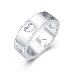 Whole 925 Sterling Silver Plated Fashion Empty heart ring Jewelry LKNSPCR110219w