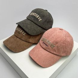 Ball Caps Autumn And Winter Embroidery Letter Retro High-quality Men Women Baseball Hats Cotton Corduroy Fashion Warm Versatile Lovers