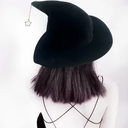 Ball Caps Witch Hat Costume For Women Men Teenagers Halloween Party Decorations With Star Pendant