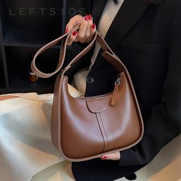 Evening Bags LEFTSIDE Vintage Shoulder Crossbody Bags for Women PU Leather Women's Trend Fashion Handbag Clutch Small Black Brown 231016