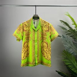 2 LUXURY Designers Shirts Men's Fashion Tiger Letter V silk bowling shirt Casual Shirts Men Slim Fit Short Sleeve Dress Shirt299T