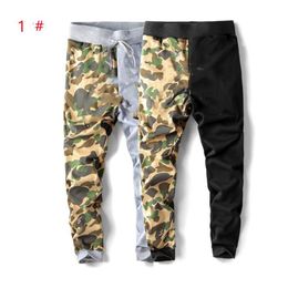 Casual pants men's autumn and winter new shark cartoon print camouflage stitching pants hip-hop loose trousers street clothin241n