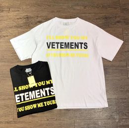 2023ss Fashion Brand Vetements t-shirts VTM Yellow Printed Loose Fitting Men's and Women's T-shirt TEE Couple Style Casual Shoulder T-shirt Men Tops Hiphop