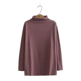 Plus Size Women Sweater Spring Autumn Jumper Solid Mock Neck Knitted Thread Cotton Tops Undershirt Fashion XL 4XL 211104326z