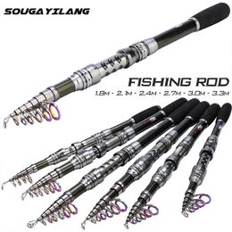 Boat Fishing Rods Sougayilang Carbon Telescopic 2.1-3.3m Multifunction Fishing Rod Portable Travel Spinning Fishing Pole Fishing Tackle Pesca 231016