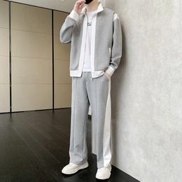 Men's Tracksuits Spring Paneled High-end Zipper Set Trendy Casual Coat Sweatpants Men Clothing