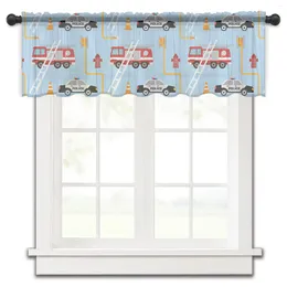 Curtain Toy Car Fire Truck Short Sheer Window Tulle Curtains For Kitchen Bedroom Home Decor Small Voile Drapes