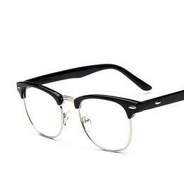 Glass Frames For Men Retro 2021 Brand Korean Style Metal Eyeglass Man Women Half Round Vintage Frame Glasses Fashion Sunglasses264g