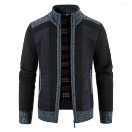 Men's Jackets Chic Men Coat Long Sleeves Warm Elastic Jacket Knit Cardigan For Daily Wear