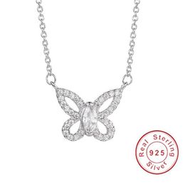 Luxury Butterfly 2ct Marquise Cut SONA stone Pendant Necklace 925 Sterling Silver Unique wedding Fine Jewellery With 45cm Chain295W