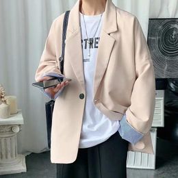 Men's Suits 2023 Korean Style Loose Men Blazer Spring Autumn Hip Hop Suit Kpop Oversized Ulzzang Fashion Coat Streetwear Jackets L15