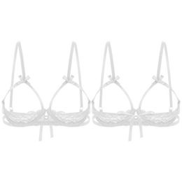 Open Nipple Bra Sexy Erotic Women Open Cup Bra Cut Out Breast Underwear See Through Sheer Lace Lingerie Shelf Underwear243q