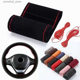 Steering Wheel Covers Fur Steering Wheel Cover For Car Universal Braided Car Steering Wheel Protection Cover Breathable Anti-slip with Needles thread Q231016