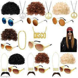 Party Supplies 60s 70s 80s Afro Hippy Wig Hip Hop Funky Sunglasses Necklace Moustache Stick Disco Costume Fancy Dress Accessories Cosplay