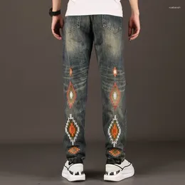 Men's Jeans 2023 Spring And Autumn Fashion Trend Vintage Printed Straight Leg Men Casual Loose Comfortable High Quality Pants 36
