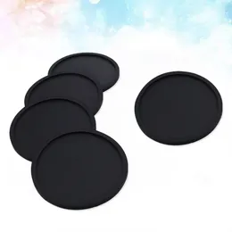 Table Mats Round Cup Mat Waterproof Safe Silicone Insulation Mug Thick Bowl Placemat Pad Holder Tools(Black)