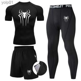 Men's Tracksuits Compression Shirt Sportswear Men Running T-Shirt Short Sleeve Fitness Leggings Quick Dry Sports Top Black Workout White ClothesL23101