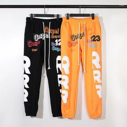 Men's Pants RRR123 Arrival Printing Classic Letter Logo Quality Cotton Men Women Drawstring Black Orange Oversize Casual Trousers