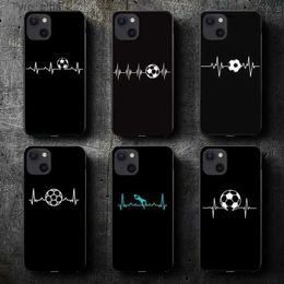 Cell Phone Cases Football Heart Beat Phone Case For iPhone 11 12 Mini 13 14 Pro XS Max X 8 7 6s Plus SE XR ShellL2310/16