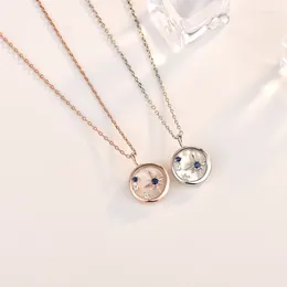 Pendant Necklaces Rose Gold Colour Shell Blue Zircon Star Air Temperament Necklace Jewellery Gift XSLXL325