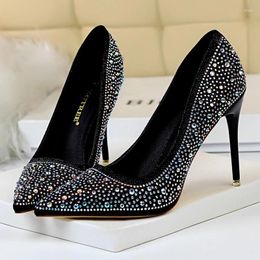 Dress Shoes Black Rhinestone Women's High Heels Sexy Stiletto LuxuryParty Elegant Party
