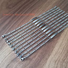 Chain in bulk 10pcs Lot Stainless Steel ID Bracelet Thin Curb Link bracelet 45mm 85'' Unixes Mens 231016