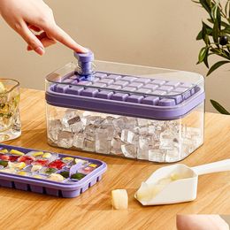 Ice Buckets And Coolers Cube Maker With Storage Box Sile Press Type Makers Tray Making Mod For Bar Gadget Kitchen Accessories Drop D Dhwf3