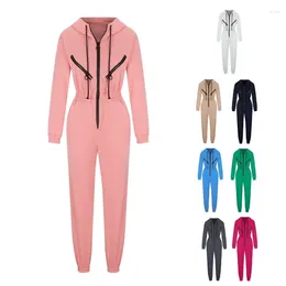 Women's Tracksuits Casual Hoodies Jumpsuits For Women One Piece Outfit Romper Tracksuit Zip-up Pullover Jumpsuit With Pockets