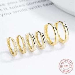 Hoop Earrings Cute 925 Sterling Silver Round Cz Circles Small Loop Huggies For Women Jewellery Kids Baby Children Girls Aretes224G