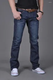 Men's Jeans Straight Stretch Slim Business Youth Mid-Waist Fashion Long Pants Denim