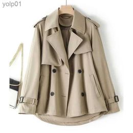 Women's Jackets Short Windbreaker Women 2023 Spring Autumn Fashion Khaki Pink Black Trench Coat New Loose Coats Fe Double-Breasted OuterwearL231016