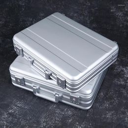 Briefcases Metal Briefcase 18.1X13.8X4.5 Inch Attache Aluminium Toolbox Hard Carry Cash Case Notebook Toolkit With Sponge Silver