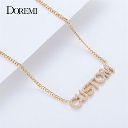 DOREMI Crystal Pendant Letters Necklace for Women Custom Jewelry Custom Name Necklaces Numbers Personalized Zirconia Pendant2665