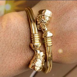 African Jewelry Egyptian Queen Nefertiti Bracelets For Women Gold Cuff Bracelet Stainless Steel Vintage Adjustable Bangle Gifts X02394