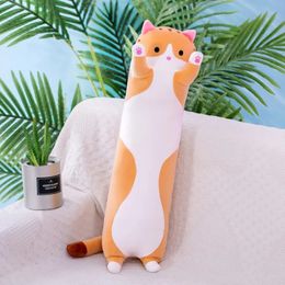 Plush Pillows Cushions 50CM Cute Long Cat Stuffed Toys Cartoon Animal Doll Office Nap Sleep Pillow Cushion Children Adult Gifts 231013