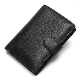 Wallets Men's Genuine Leather Wallet Soft First Layer Cowhide Money Bag Card Holder Slim Coin Pocket License High Quality Men Gift