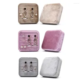 Jewellery Pouches Square Shape Ring Box Engagement Wedding Rose Gift Holder Lover Solid Colour