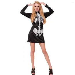 Casual Dresses Halloween Women's Skull Skeleton Dress Cosplay Sexy Short Party Performance Clothing