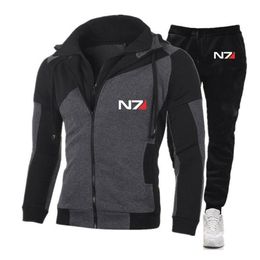 Men's Tracksuits Mass Effect N7 Mens Hooded Zipper Fashion Casual Sportswear Running Handsome Jacket Sports Pants Comfortable252S