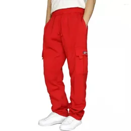 Men's Pants Men Cargo Sweat Jogger Heavy Weight Fleece Casual Loose Sport Trousers