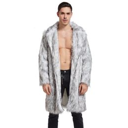 Men's Leather Faux Leather Autumn Winter Men's Imitation Fur Long Coat Overcoat Imitation Fur Foreign Trade 231016