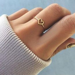 Romantic Heart-shaped Love Ring for Women Friend Gift Jewerly Rose Gold Lovers Simple Ring Size 5 -10191O