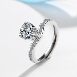 Cluster Rings 925 Sterling Silver Waterdrop Zircon Finger Ring Crown For Women Birthday Gift Luxury Fine Jewelry BSR368