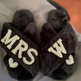 Slippers Personalised Bridal Birthday Gifts Shower Wedding Fluffy Bachelorette Hen Mother Gift Bridesmaid