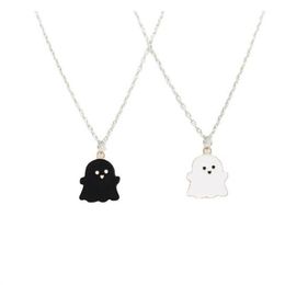 Black And White Ghost Pendant Necklaces For Women Men Friend Lovely Ghost Pendant Couple Necklace Fashion Jewellery GC983299H
