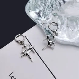 Hoop Earrings Korean Ins Simple Men And Women Four-Pointed Star Fashion Neutral Hip-Hop Punk Earring Dark Wind Jewellery