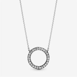 100% 925 sterling silver Circle of Sparkle Necklace Fashion Wedding Engagement Jewellery Making for Women Gifts2778