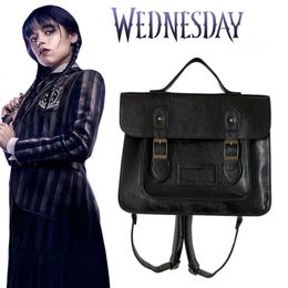 School Bags Wednesday Addams Backpack Schoolgirl Retro Handbags Pu Leather Cosplay Shoulder Bag Halloween Carnival Party Accessories 231016